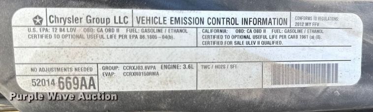 image for item EN0299 2012 Dodge Grand Caravan van