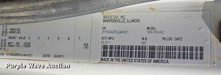 image for item EO4994 2012 International 7400 sewer jetter truck