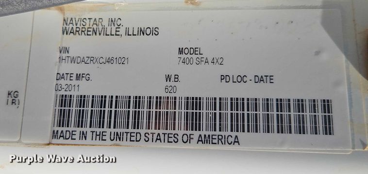 image for item EO4994 2012 International 7400 sewer jetter truck