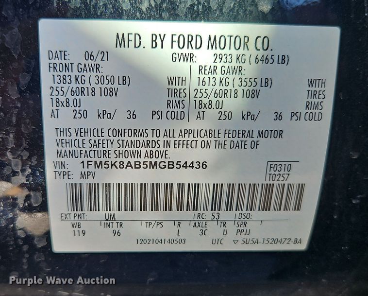 image for item EO7010 2021 Ford Explorer Police Interceptor SUV