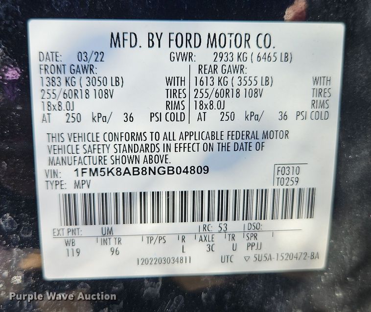 image for item EO7011 2022 Ford Explorer Police Interceptor SUV