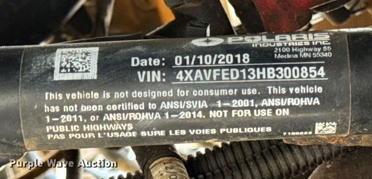 image for item ER0374 2018 Polaris RZR utility vehicle