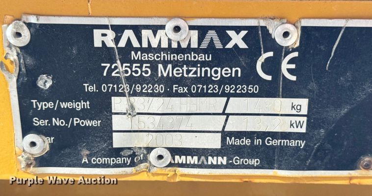 image for item ER0418 2003 Rammax P33/24 HHMR trench compactor