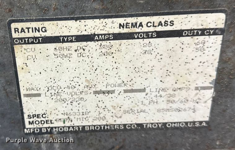 image for item ER0423 Hobart Beta Mig 200 welder