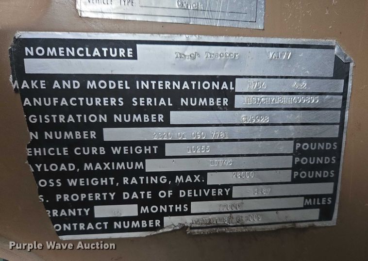 image for item ES2608 1987 International S1700 semi truck