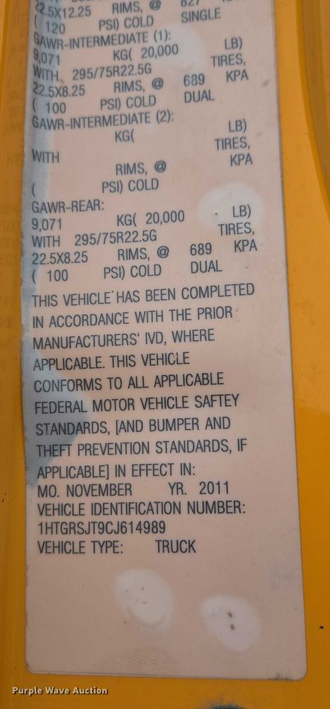 image for item ES2913 2012 International 7600 dump truck