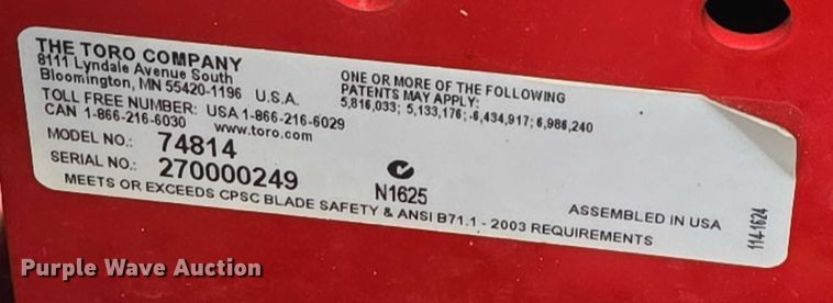 image for item ES2924 Toro 74814 ZTR lawn mower