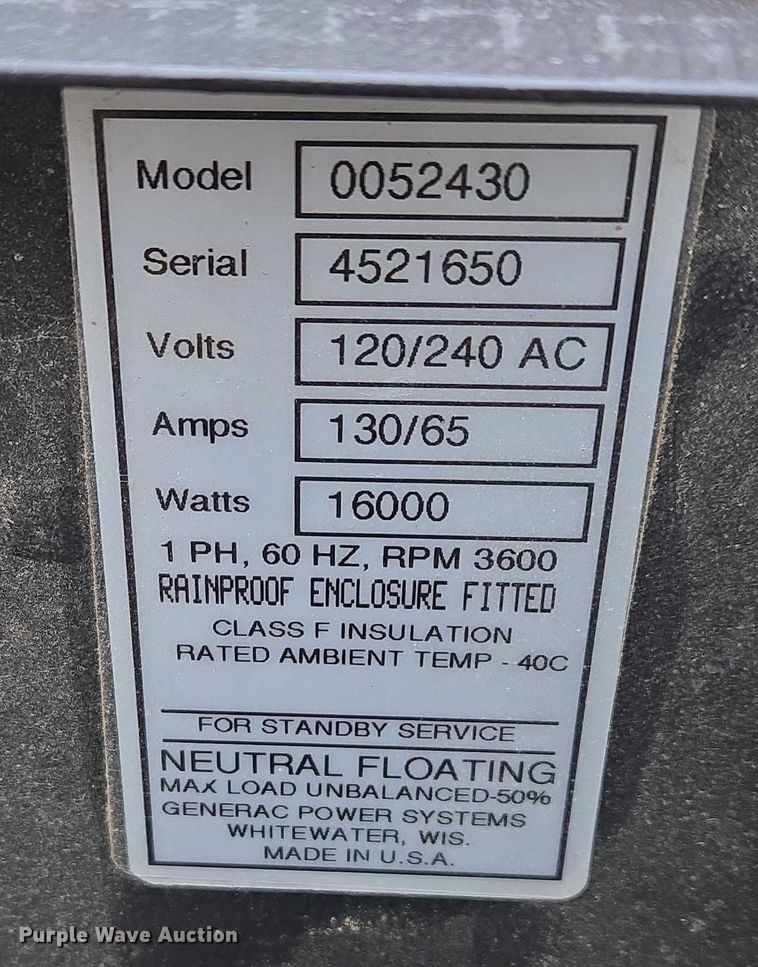 image for item ES2926 Generac 0052430 generator