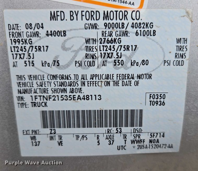 image for item ES2932 2005 Ford F250 pickup truck