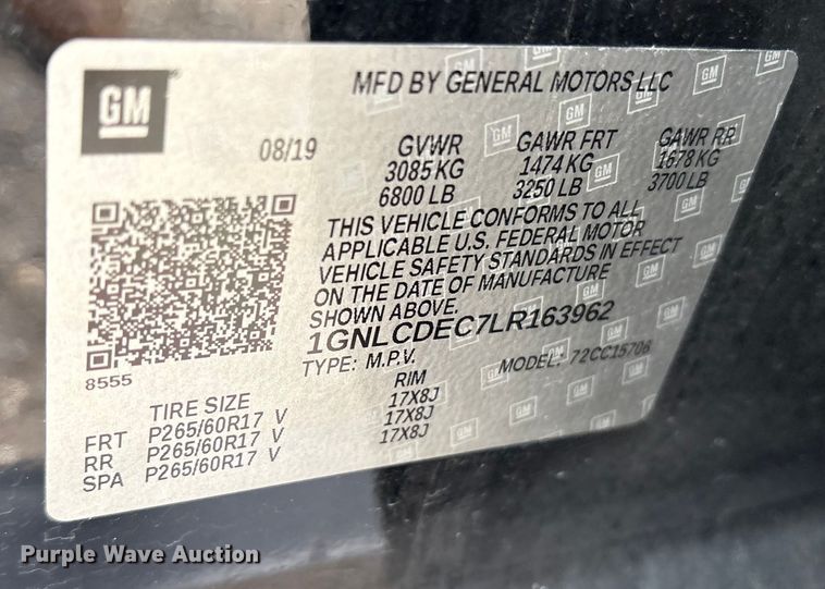 image for item ES8573 2020 Chevrolet Tahoe Police SUV