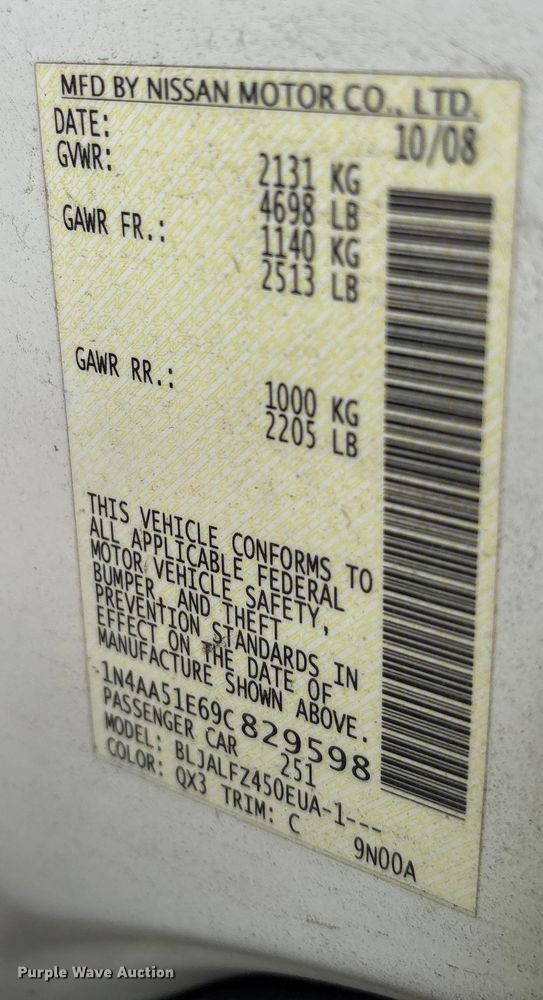 image for item ES8574 2009 Nissan Maxima 