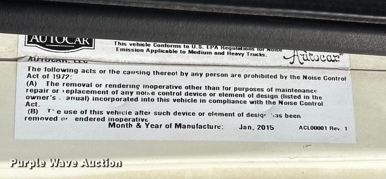 image for item ES8576 2015 Autocar Xpeditor refuse truck