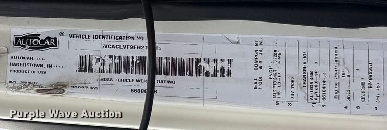 image for item ES8576 2015 Autocar Xpeditor refuse truck