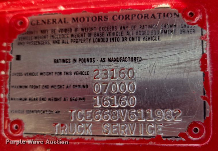 image for item ET1280 1978 GMC 6500 fire truck