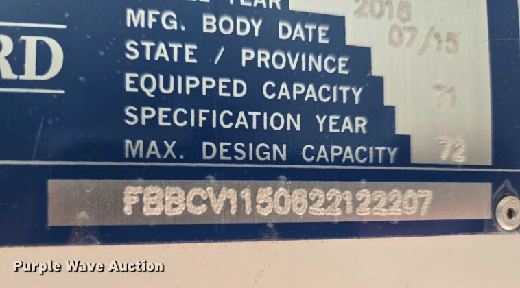 image for item ET1292 2016 Blue Bird Bb Conventional school bus