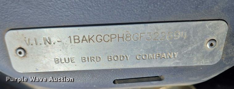 image for item ET1292 2016 Blue Bird Bb Conventional school bus