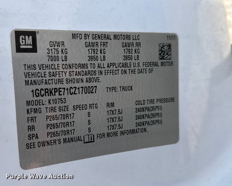 image for item ET4433 2012 Chevrolet Silverado 1500 Ext. Cab pickup truck