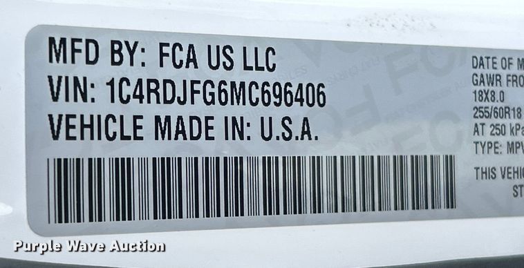 image for item ET6916 2021 Dodge Durango SSV SUV