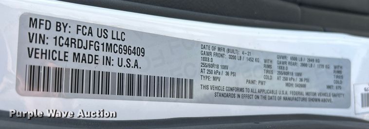 image for item ET6918 2021 Dodge Durango SSV SUV