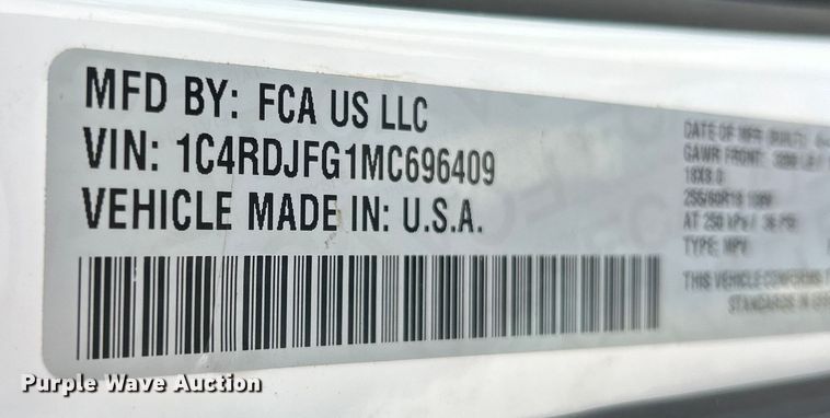 image for item ET6918 2021 Dodge Durango SSV SUV