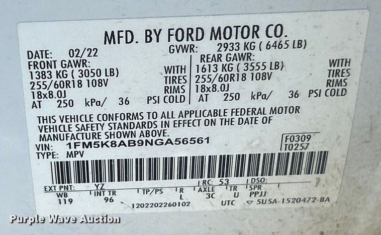 image for item ET6922 2022 Ford Explorer Police Interceptor SUV