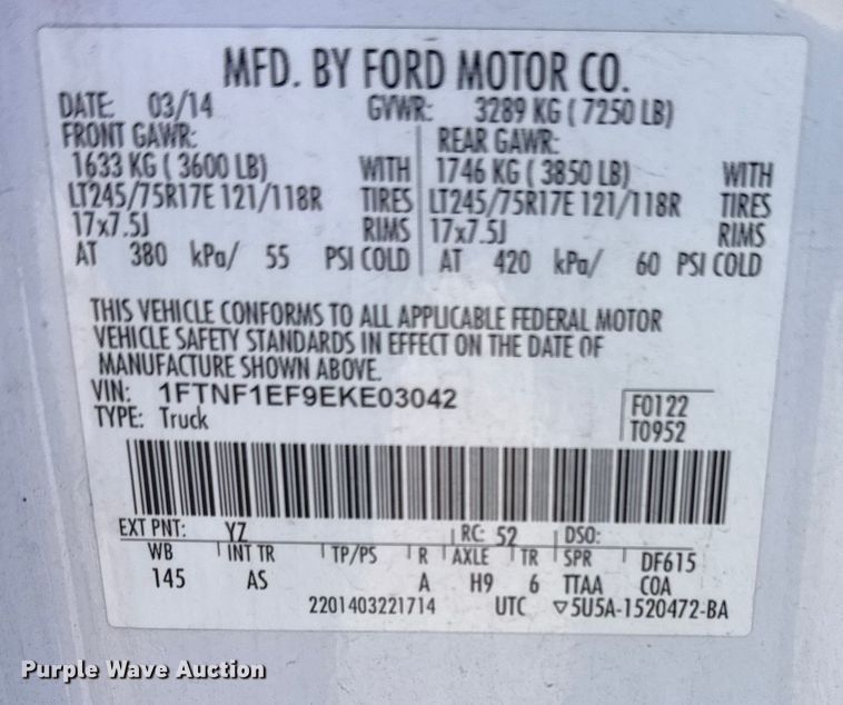 image for item EU4063 2014 Ford F150 pickup truck