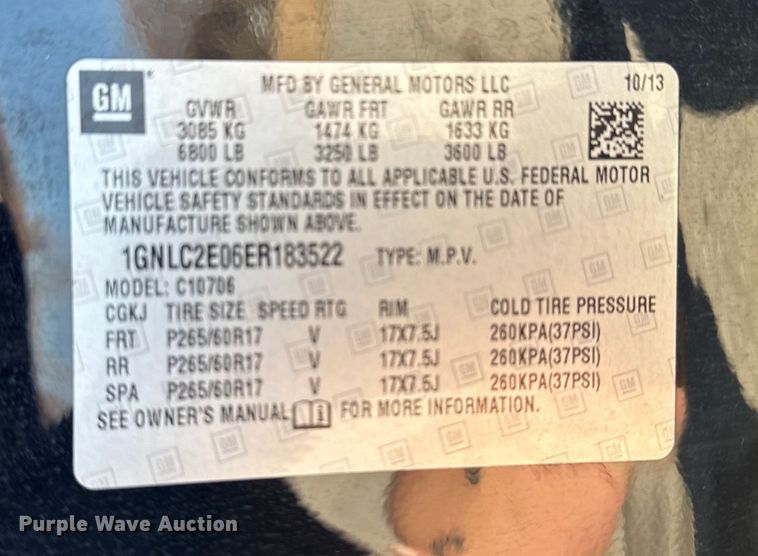 image for item EU4067 2014 Chevrolet Tahoe Police SUV