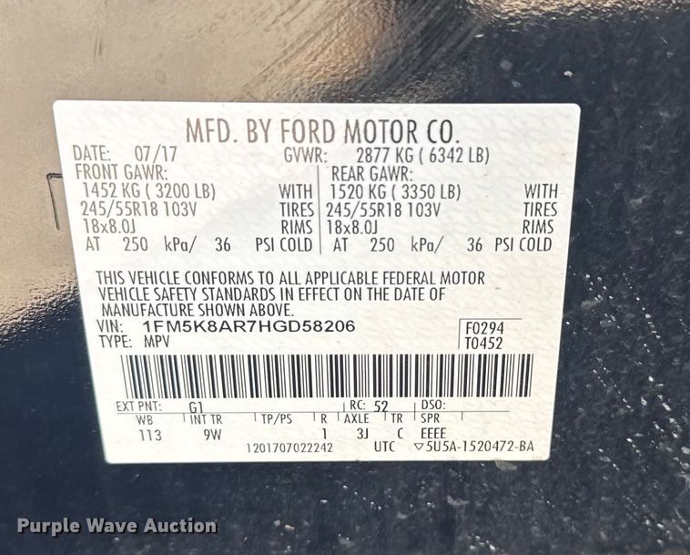 image for item EU4069 2017 Ford Explorer Police Interceptor SUV