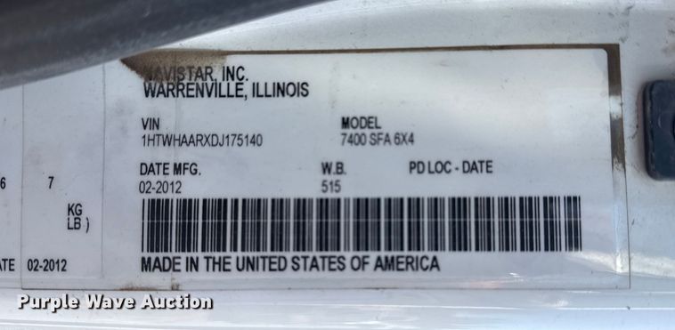 image for item EU4070 2013 International 7400 dump truck