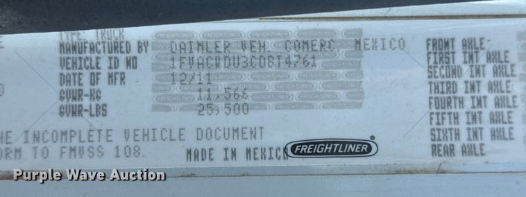 image for item EU4076 2012 Freightliner Business Class M2 utility / service truck