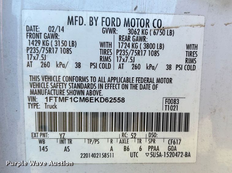image for item EU7404 2014 Ford F150 pickup truck