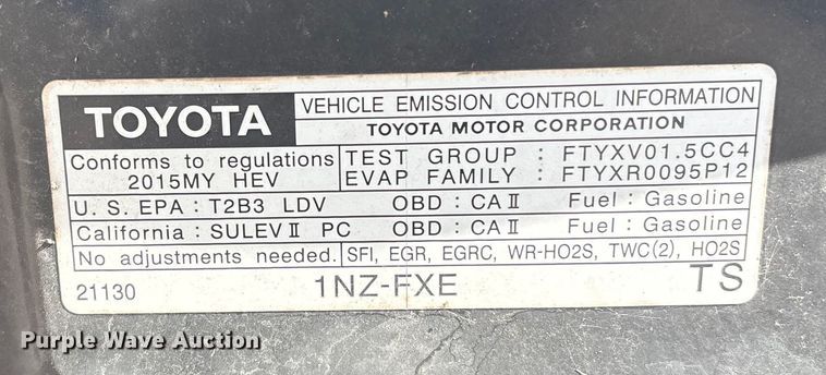 image for item EV2679 2015 Toyota Prius C 