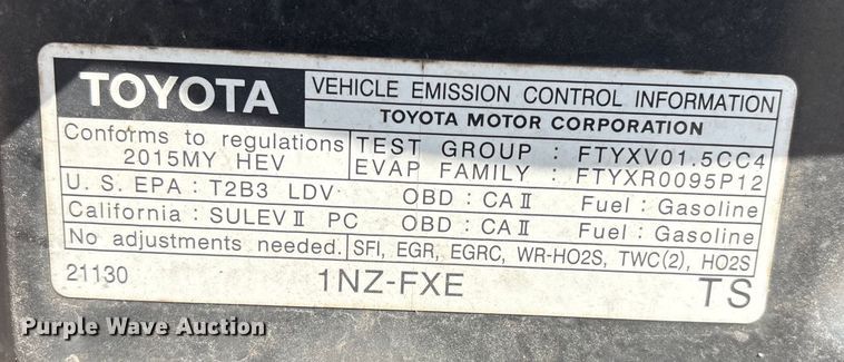 image for item EV2680 2015 Toyota Prius C 