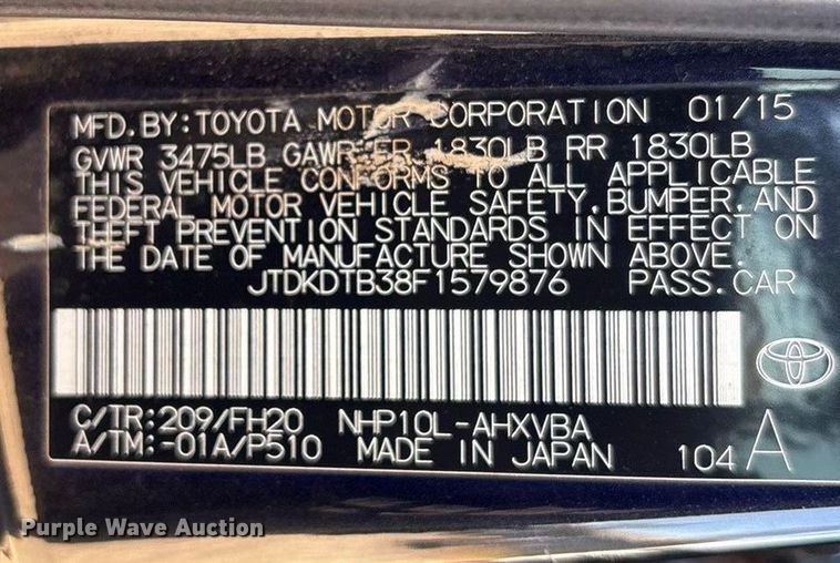 image for item EV2680 2015 Toyota Prius C 