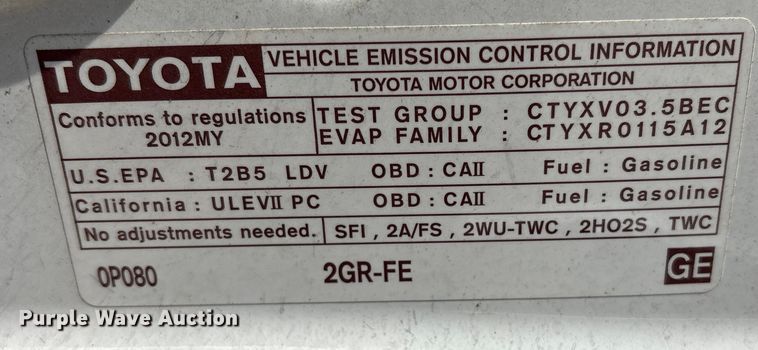 image for item EV2683 2012 Toyota Camry 
