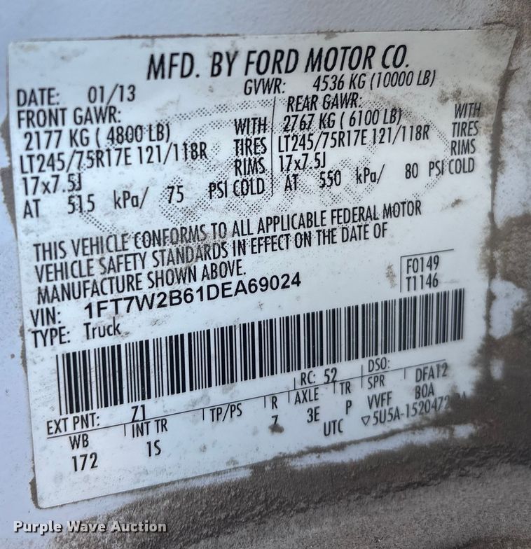 image for item EV2684 2013 Ford F250 Crew Cab utility bed pickup truck