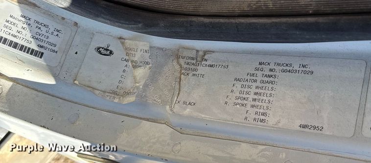 image for item FB3023 2004 Mack CV713 dump truck