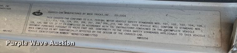 image for item FB3023 2004 Mack CV713 dump truck