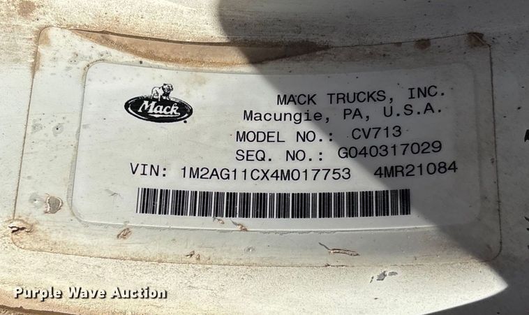 image for item FB3023 2004 Mack CV713 dump truck