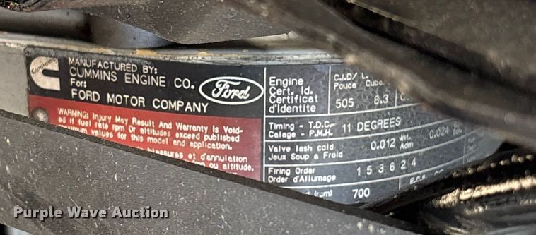 image for item FB3504 1995 Ford F800 pumper fire truck