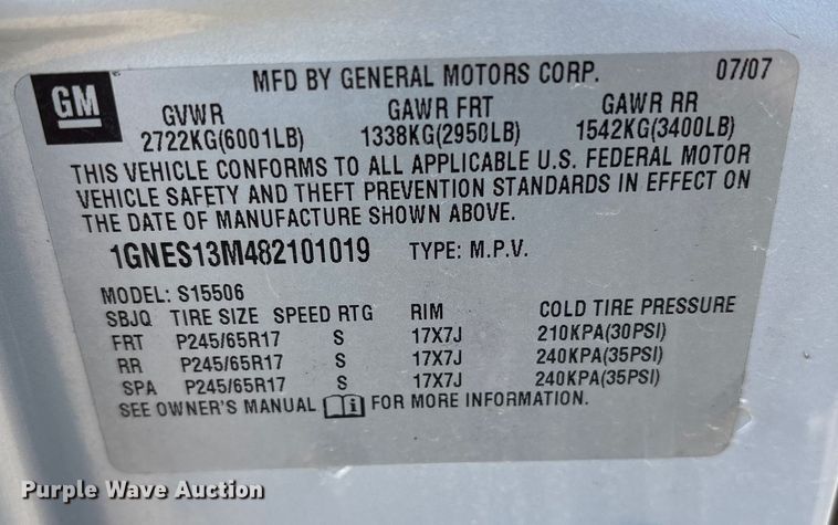 image for item FB8598 2008 Chevrolet Trailblazer SUV