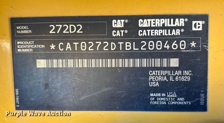 image for item FB8609 2016 Caterpillar 272D skid steer loader