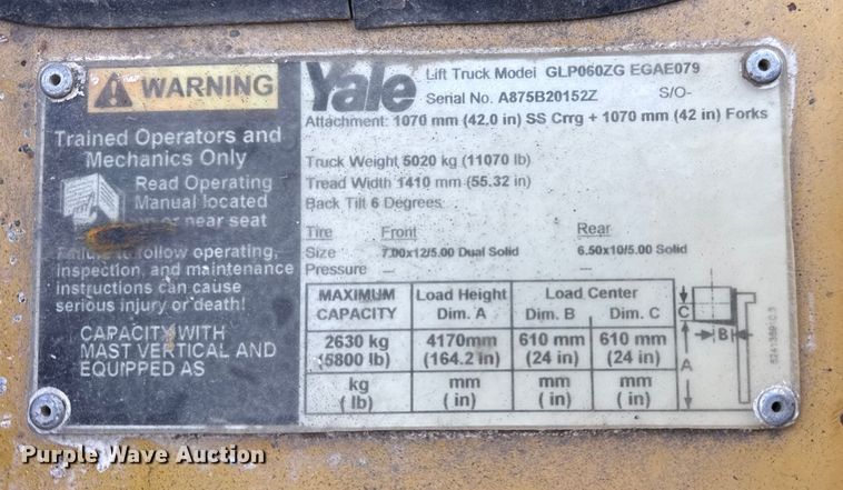 image for item FB8621 2002 Yale GLP060ZG forklift