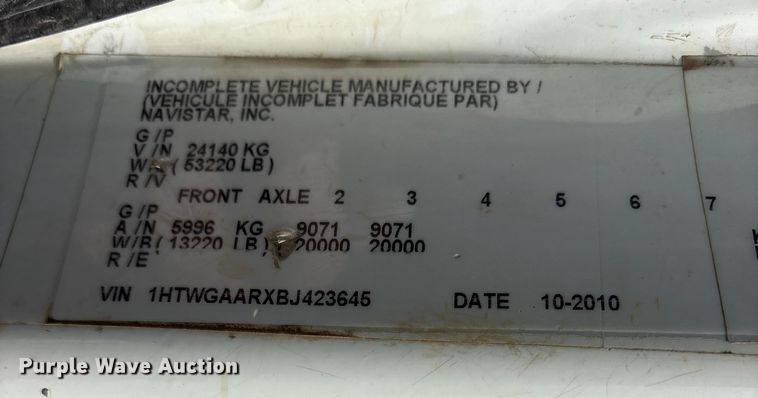 image for item FB8624 2011 International SF625 dump truck