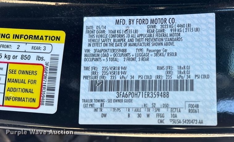 image for item FB8632 2014 Ford Fusion 