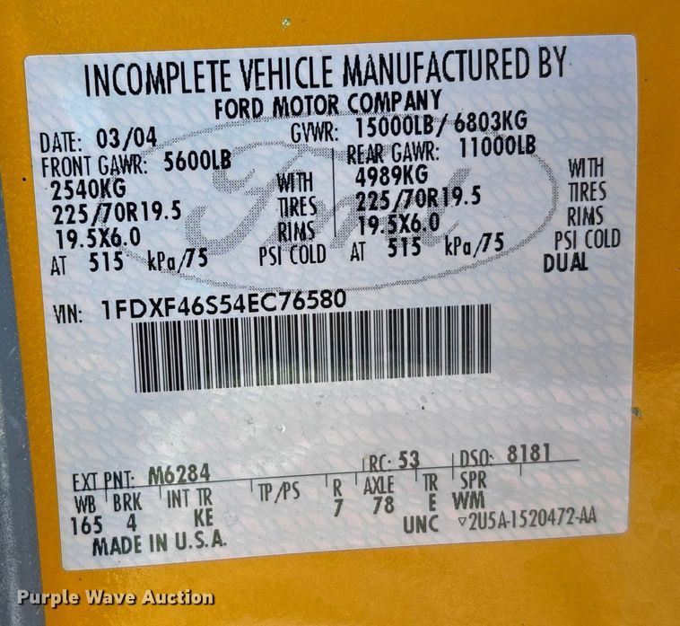 image for item FC1540 2004 Ford F450 Super Duty utility / service truck