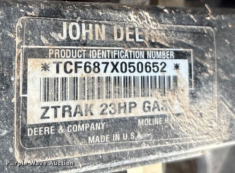 image for item FC1564 John Deere F687 ZTR lawn mower