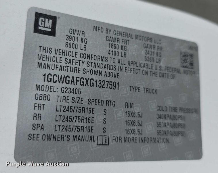 image for item FI0799 2016 Chevrolet Express G2500 van