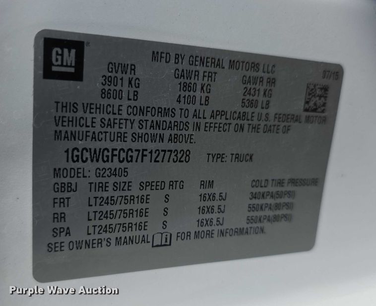 image for item FI0800 2015 Chevrolet Express G2500 van