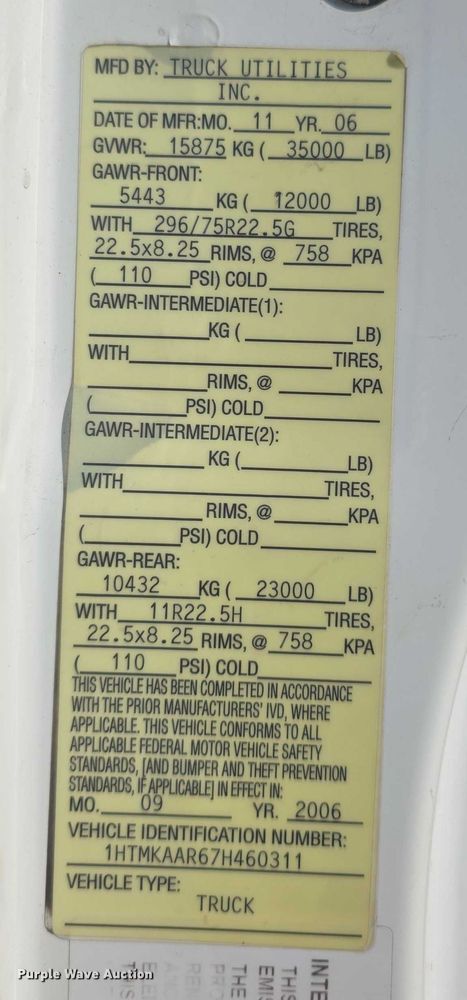 image for item FI0801 2007 International 4400 SBA crane truck